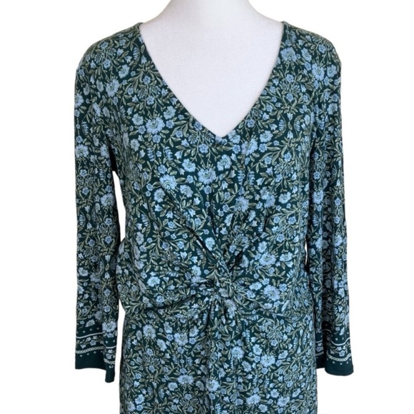 Lands' End Front Twist V-Neck Fit & Flare Knee Length Floral Dress Modal NWT - Picture 3 of 16